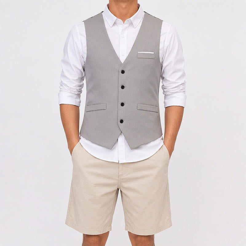 Men's British Slim Fit Suit Waistcoat Formal Business Vest - image 1