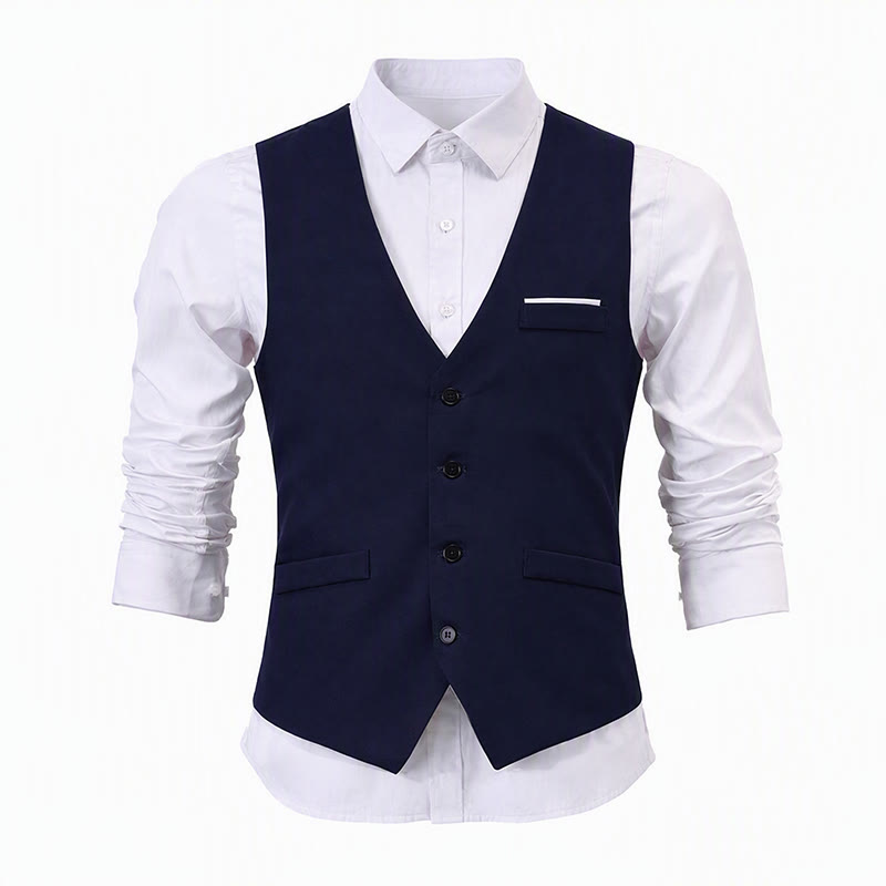 Men's British Slim Fit Suit Waistcoat Formal Business Vest - image 14
