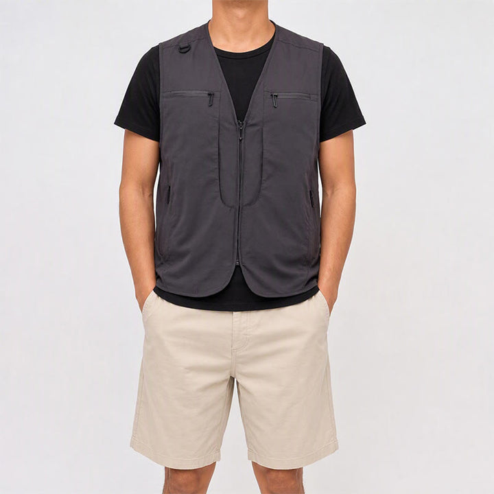 Men's Multi Zipper Pockets Outdoor Quick Dry Utility Waistcoat Vest - image 1