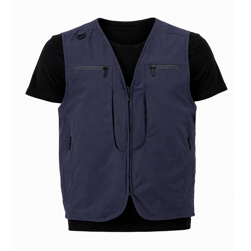 Men's Multi Zipper Pockets Outdoor Quick Dry Utility Waistcoat Vest - image 21