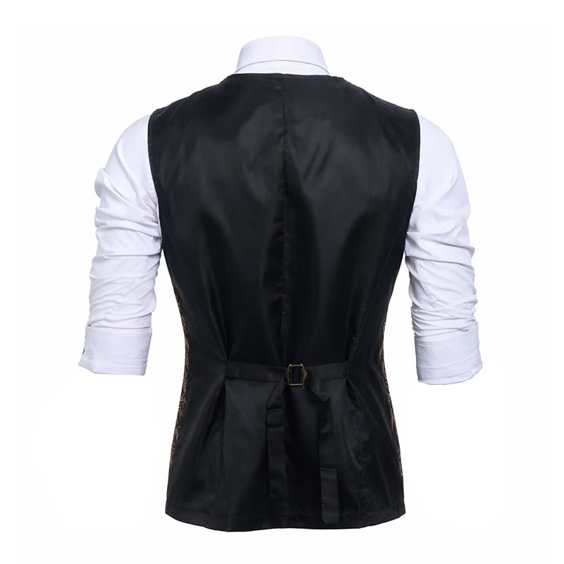 Men's Luxury Vintage Baroque Print Party Club Suit Vest - image 12
