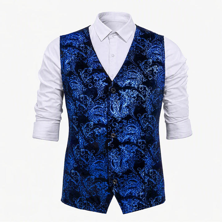 Men's Luxury Vintage Baroque Print Party Club Suit Vest - image 14