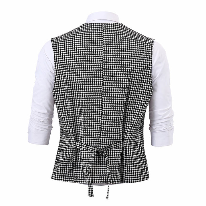 Men's Houndstooth Double Breasted U-neck Suit Vest - image 9