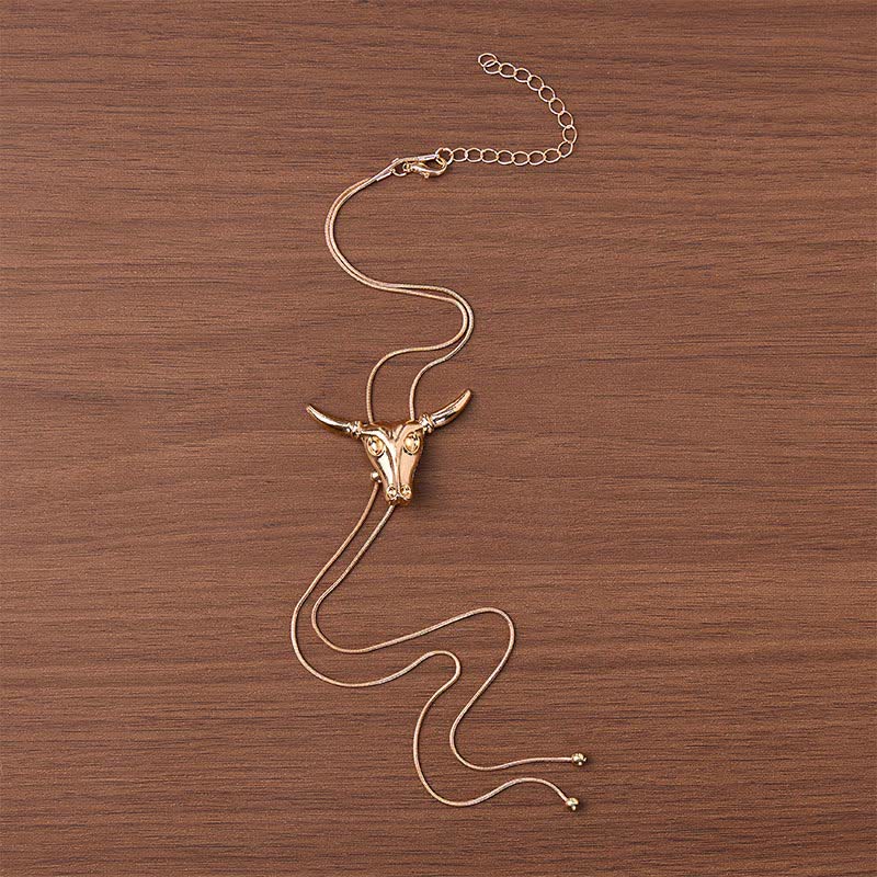 Taurus Lariat Longhorn Pull-Out Long Y-Shaped Bolo Necklace - image 3