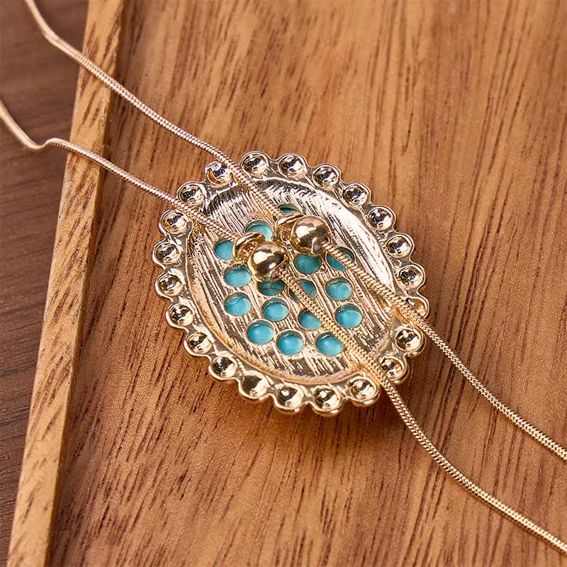Desert Concho Large Oval Turquoise Y-shaped Bolo Necklace - image 2