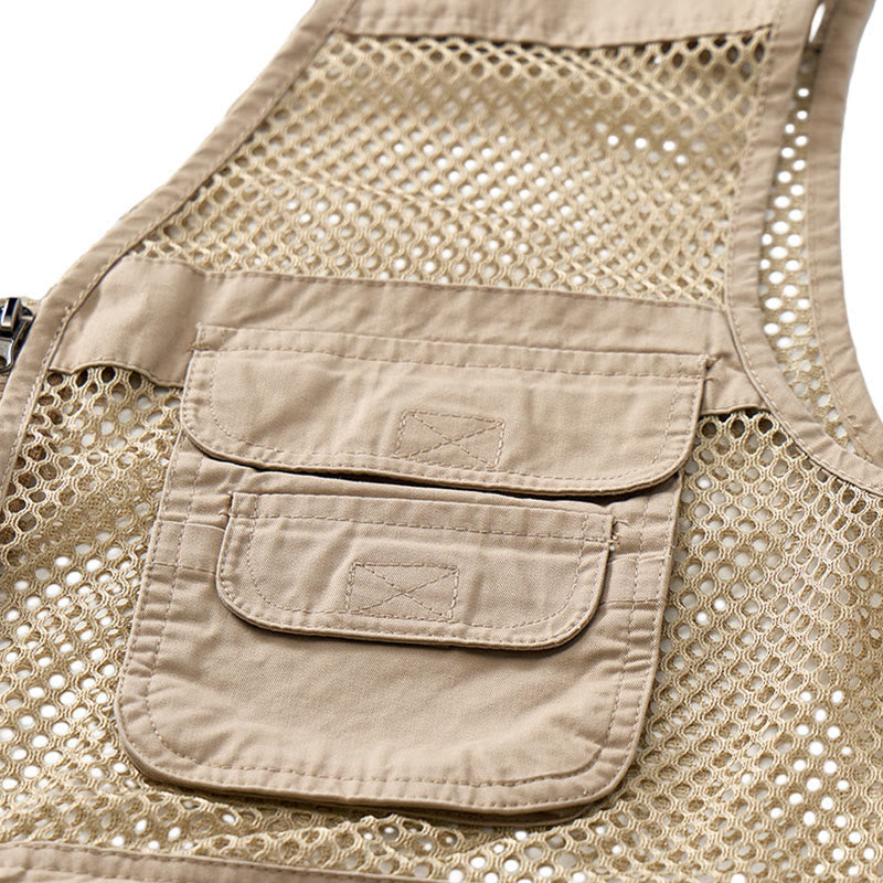 Men's Four Season Zipper Mesh Utility Pure Cotton Vest - image 7