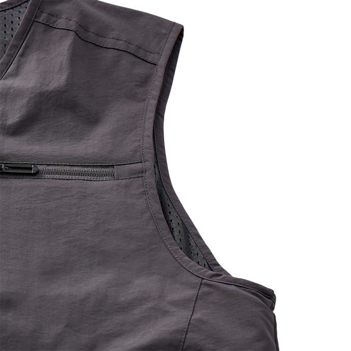 Men's Multi Zipper Pockets Outdoor Quick Dry Utility Waistcoat Vest - image 11