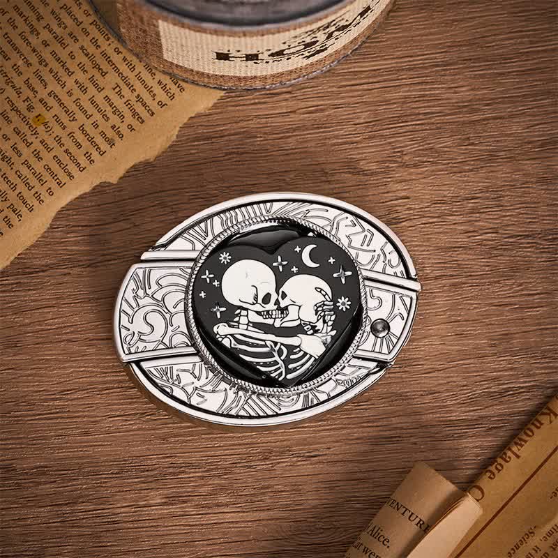 Gothic Hug Skeleton Lovers DIY Hidden Folding Knife Buckle Leather Belt - image 9