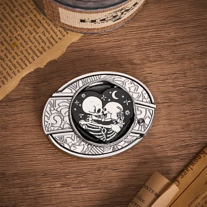 Gothic Hug Skeleton Lovers DIY Hidden Folding Knife Buckle Leather Belt - image 9