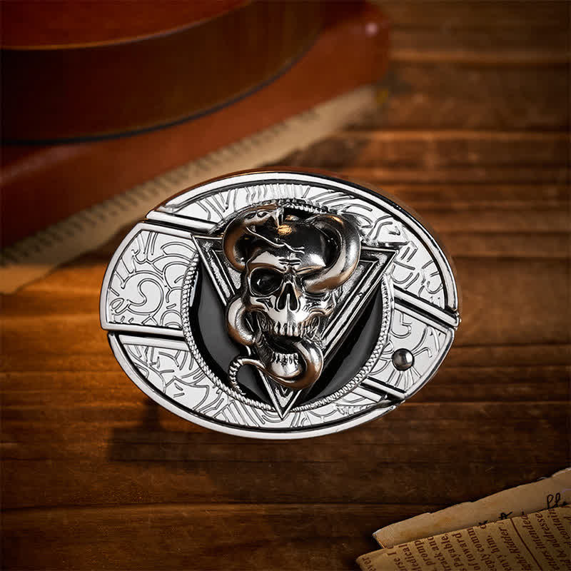 Triangle Demon Snake Skull DIY Hidden Folding Knife Buckle Leather Belt - Snake Skull - Without Belt - Not Included Belt - image 0