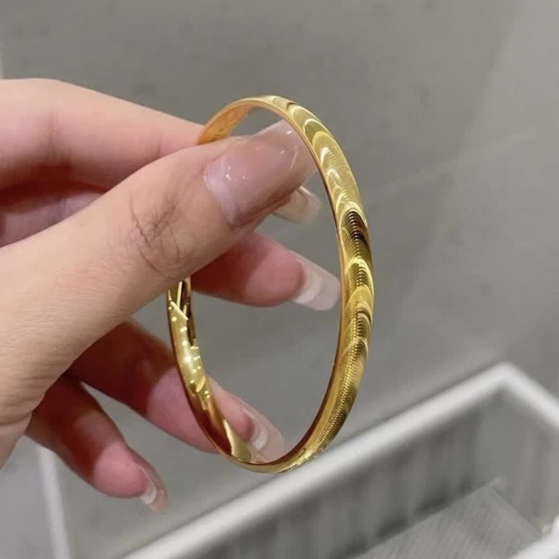 Minimalist Designer Wave-Inspired Silver Open Cuff Bracelet - Gold - image 9