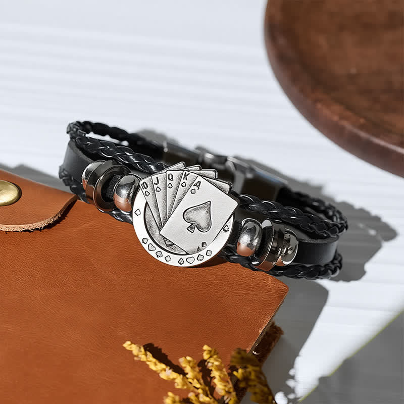 Royal Flush Poker Playing Cards Leather Bracelet - image 5