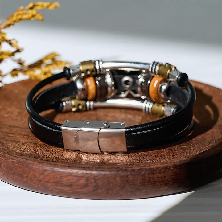 Vintage Punk Stainless Steel Watch Buckle Wrist Cuff Leather Bracelet - image 6