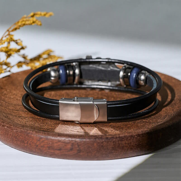 Electric Guitar Head Alloy Leather Bracelet - image 10