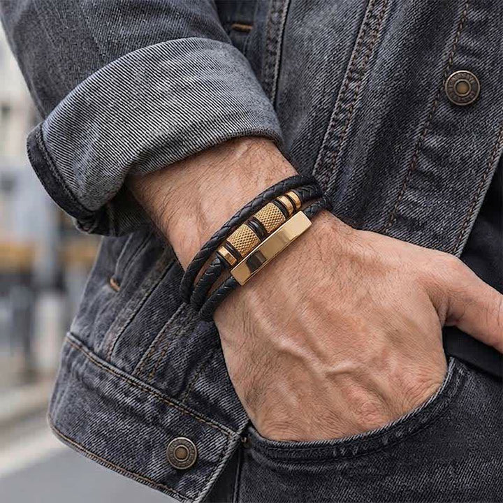Minimalist Geometric Multi-strand Braided Leather Bracelet - image 1