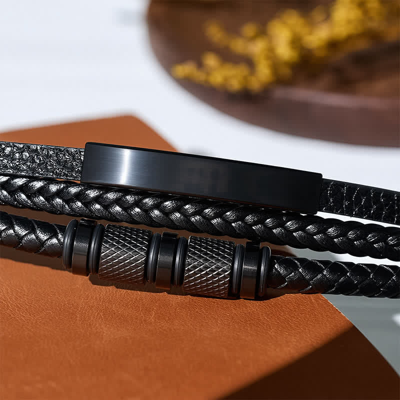 Minimalist Geometric Multi-strand Braided Leather Bracelet - image 7