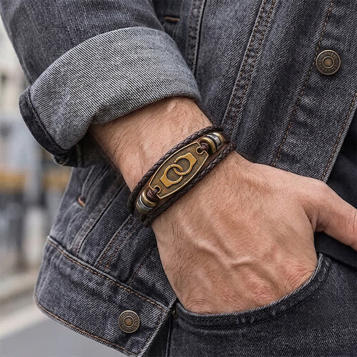 Antique Bronze Vintage Multi-Layer Braided Leather Bracelet - image 4