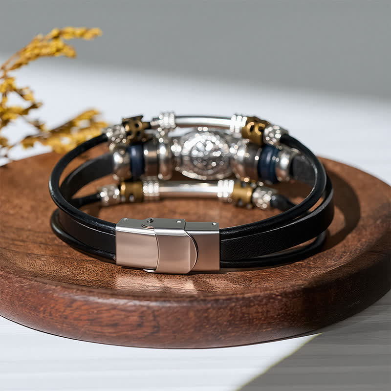 Vintage Viking Style Multi-Layer Leather Bracelet - image 5