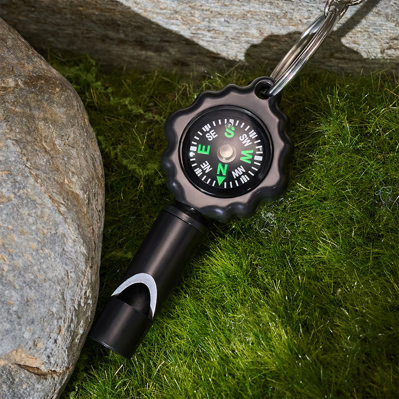 Mini Cob Flashlight Survival Whistle With Compass Keychain - image 4