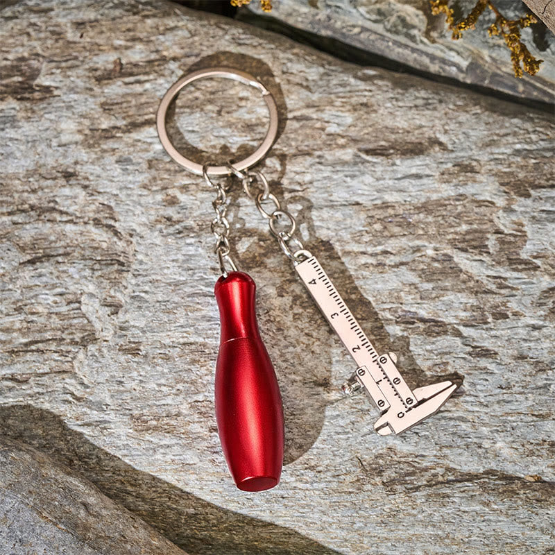 Mini Vernier Caliper Measuring Tool Bowling Shaped Pocket Knife Keychain - image 1
