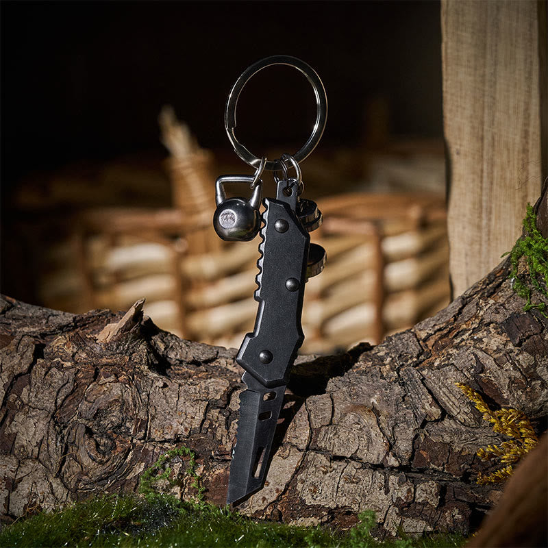 Fitness Ornament & Small Folding Pocket Knife Keychain - Style#1 - image 0