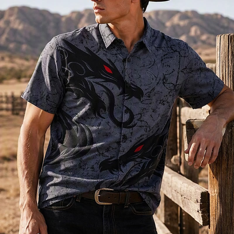 Men's Gothic Black Dragon 3D Print Streetwear Sport Daily Shirt - Style#1 - 6XL - image 0