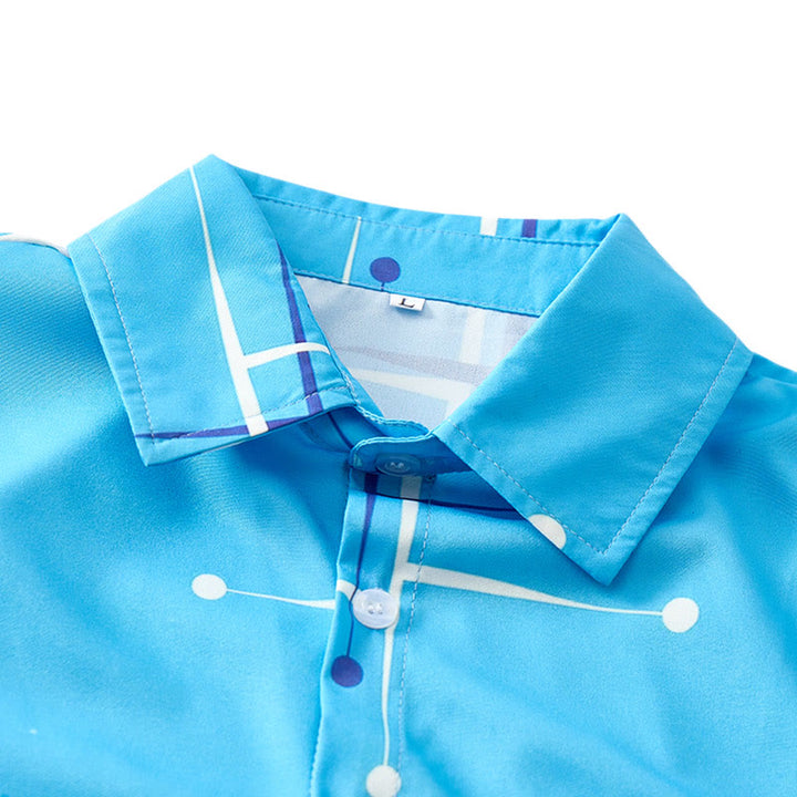 Men's Summer BeachRetro Geometric Line Dot Print Shirt - image 4