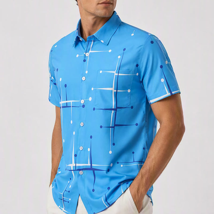 Men's Summer BeachRetro Geometric Line Dot Print Shirt - image 3