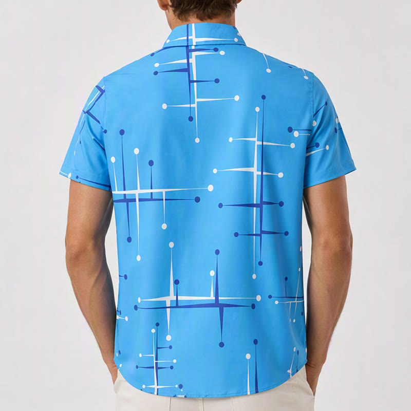 Men's Summer BeachRetro Geometric Line Dot Print Shirt - image 2