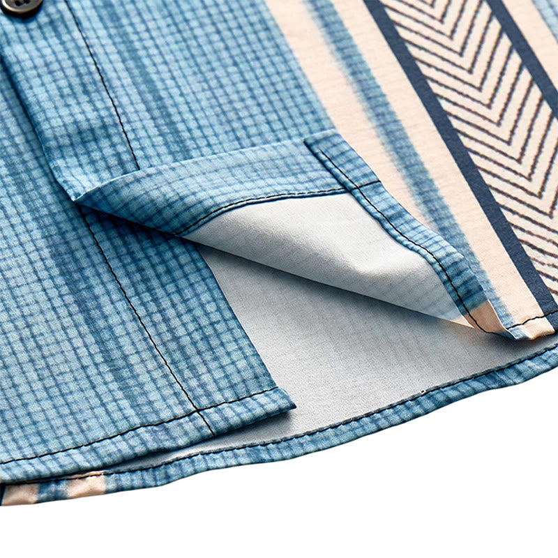 Men's Vintage Vertical Stripe Casual Button Down Beach Shirt - image 6