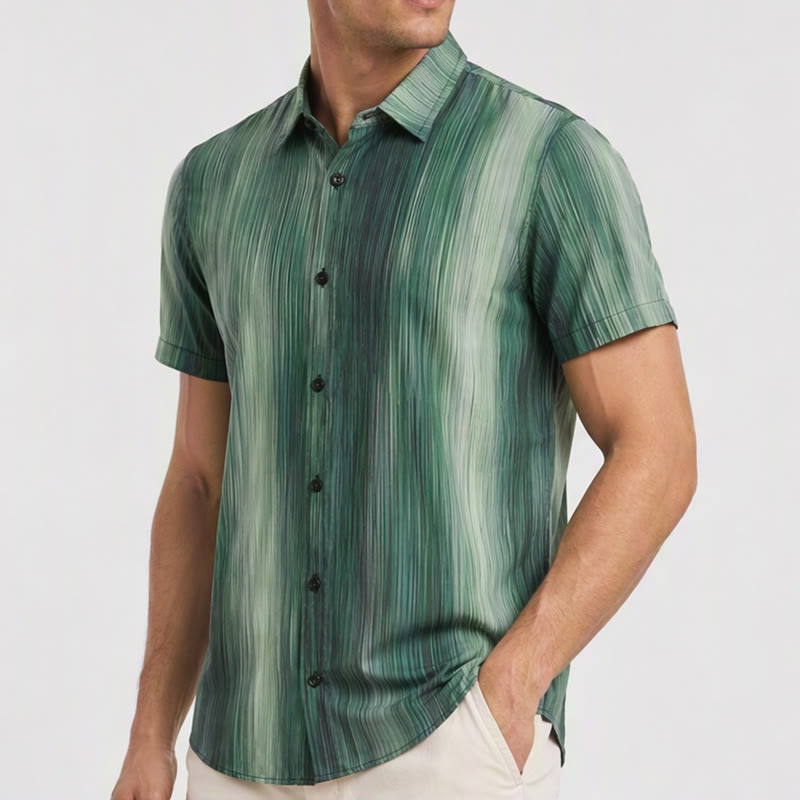 Men's Gradient Vertical Texture Print Summer Button Up Shirt - image 3