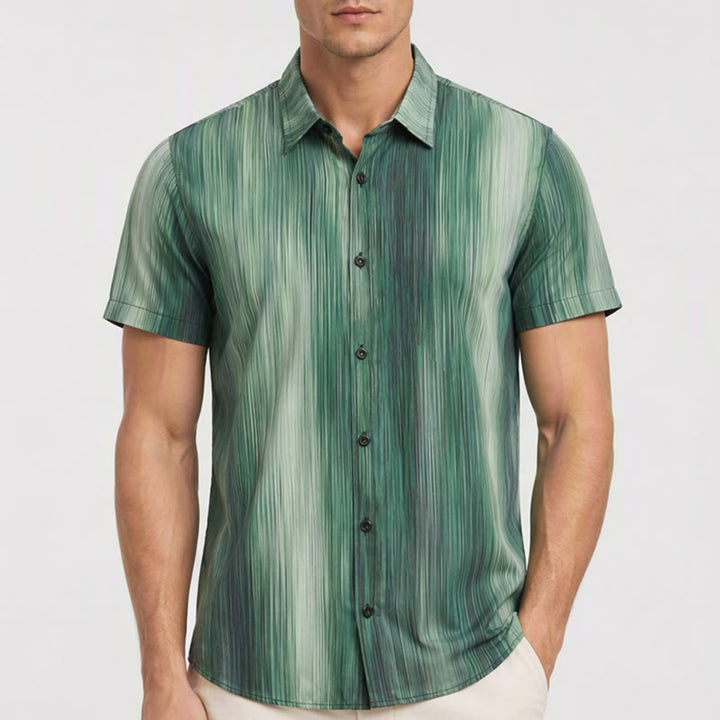 Men's Gradient Vertical Texture Print Summer Button Up Shirt - image 1