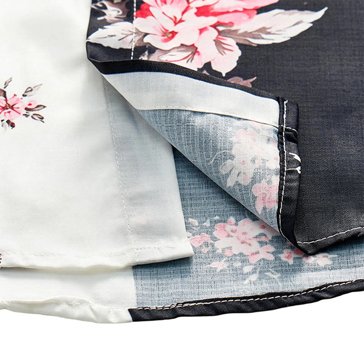 Men's Black White Contrast Rose Floral Print Casual Shirt - image 6