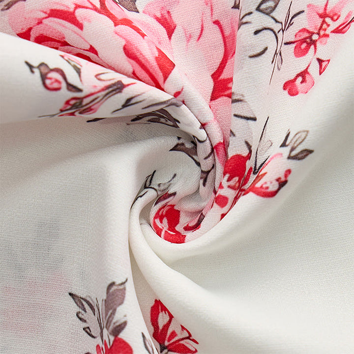Men's Black White Contrast Rose Floral Print Casual Shirt - image 8