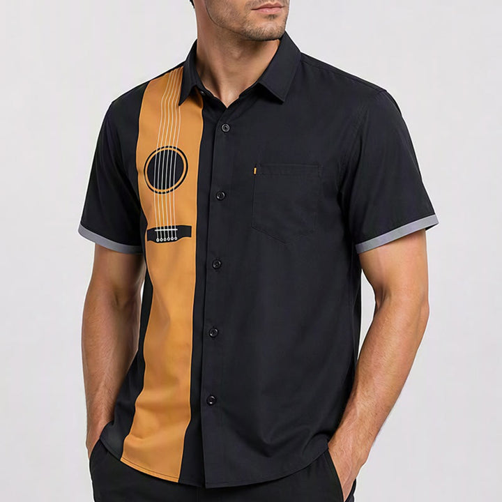Men's Creative Acoustic Guitar Print Streetwear Casual Shirt - image 3