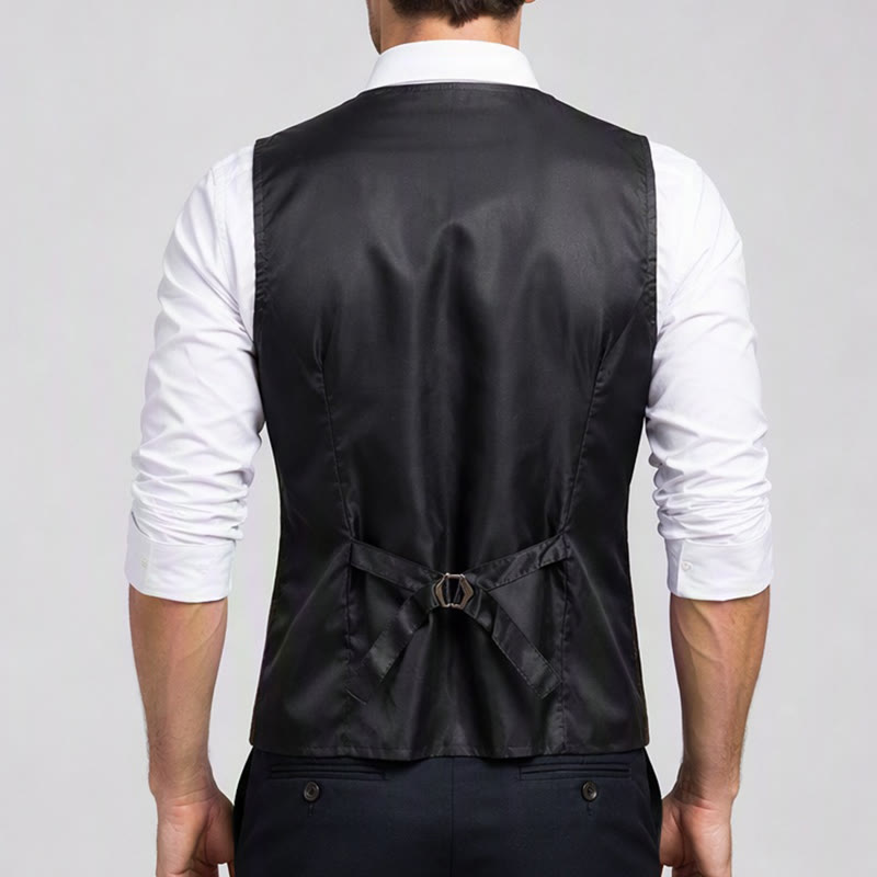 Men's Lightweight Plaid British Style Business Dress Casual Suit Vest - image 2