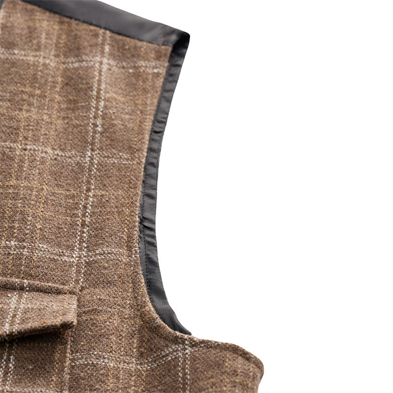 Men's Lightweight Plaid British Style Business Dress Casual Suit Vest - image 5