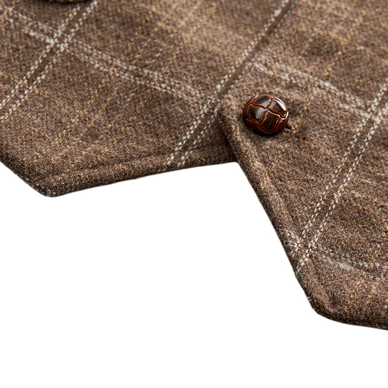 Men's Lightweight Plaid British Style Business Dress Casual Suit Vest - image 7