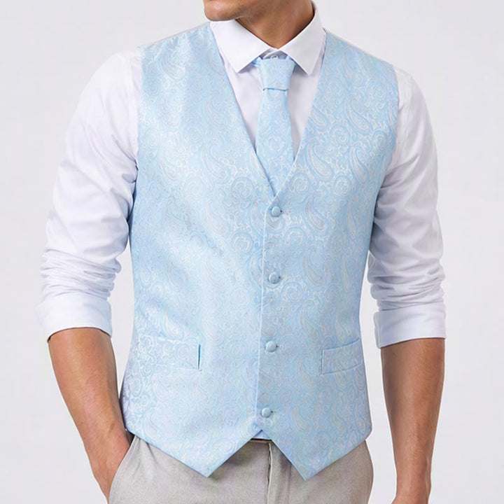 Men's Paisley Jacquard Waistcoat 3 Piece Set Suit Vest - image 3