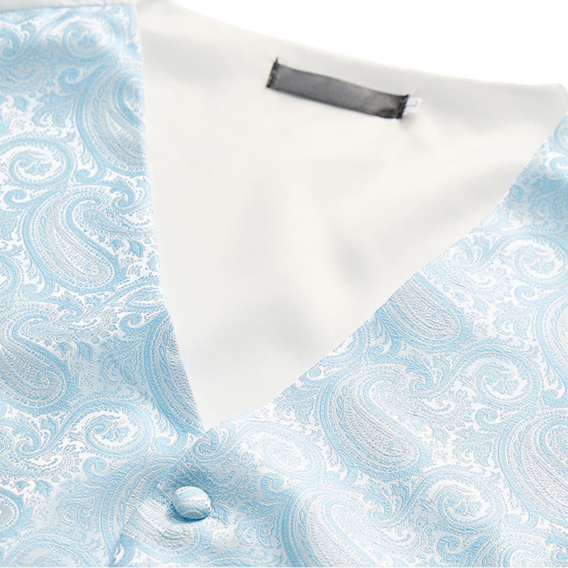 Men's Paisley Jacquard Waistcoat 3 Piece Set Suit Vest - image 9