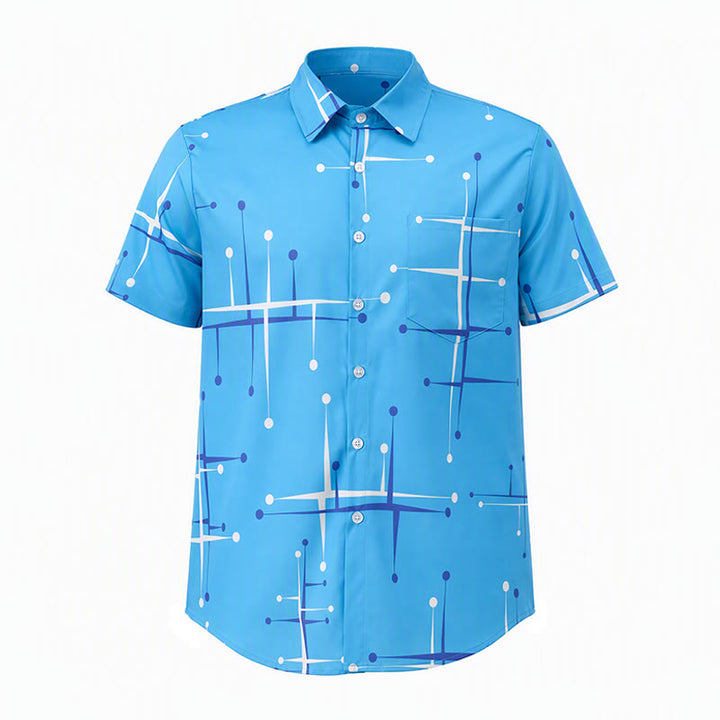 Men's Summer BeachRetro Geometric Line Dot Print Shirt - image 11