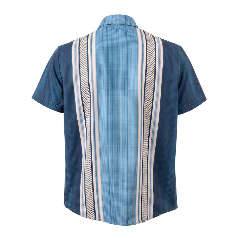 Men's Vintage Vertical Stripe Casual Button Down Beach Shirt - image 10