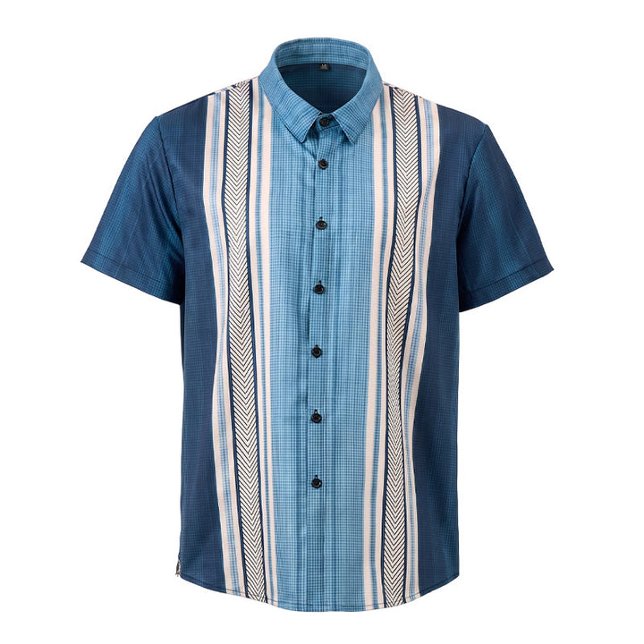 Men's Vintage Vertical Stripe Casual Button Down Beach Shirt - image 9