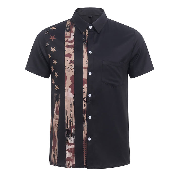 Men's Vintage American Flag Camo Print Short Sleeve Shirt - image 9