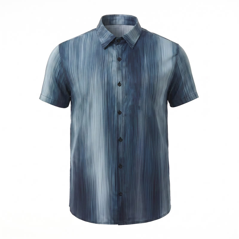 Men's Gradient Vertical Texture Print Summer Button Up Shirt - image 14