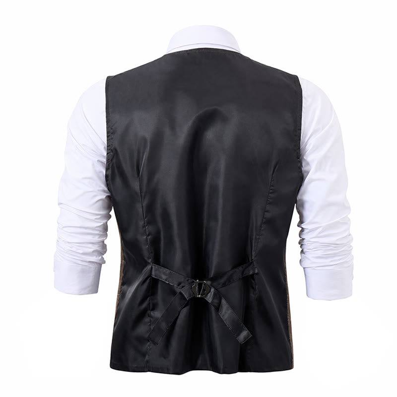 Men's Lightweight Plaid British Style Business Dress Casual Suit Vest - image 11