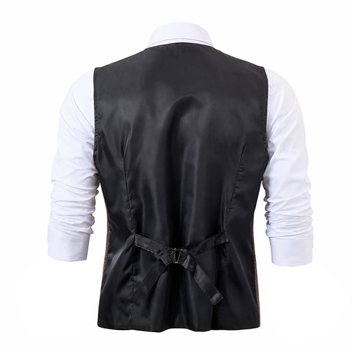 Men's Lightweight Plaid British Style Business Dress Casual Suit Vest - image 11