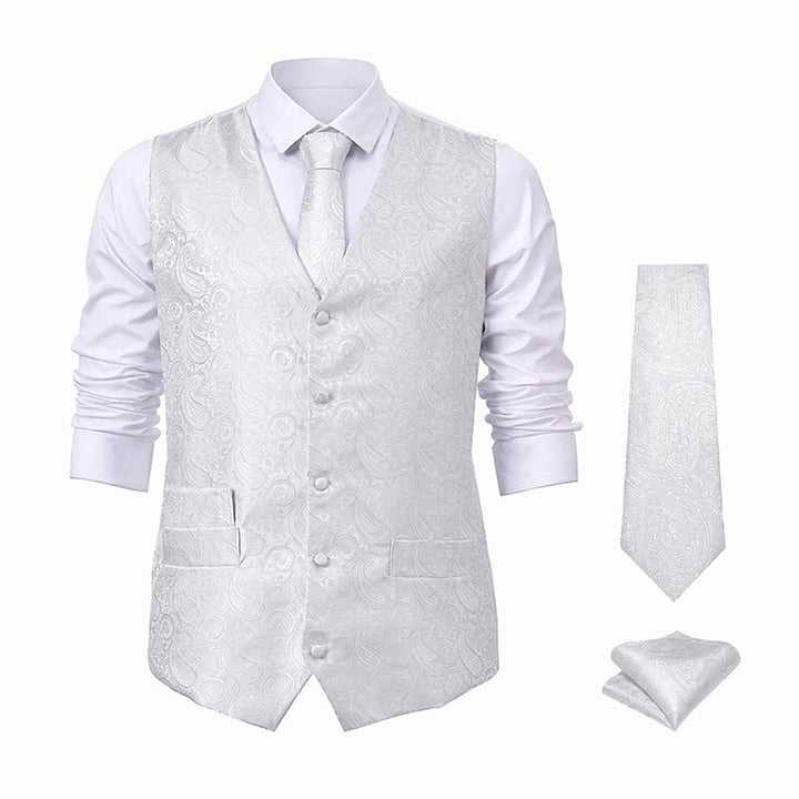 Men's Paisley Jacquard Waistcoat 3 Piece Set Suit Vest - image 22