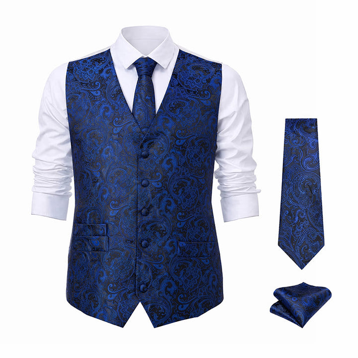 Men's Paisley Jacquard Waistcoat 3 Piece Set Suit Vest - image 20