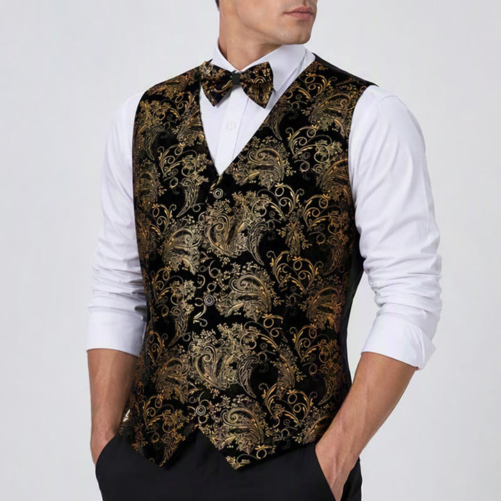 Men's Luxury Vintage Baroque Print Party Club Suit Vest - image 3